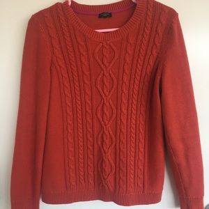 Talbots Burnt Orange Cable Knit Sweater